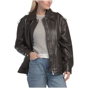 AVEC LES FILLES Genuine Leather Bomber Jacket